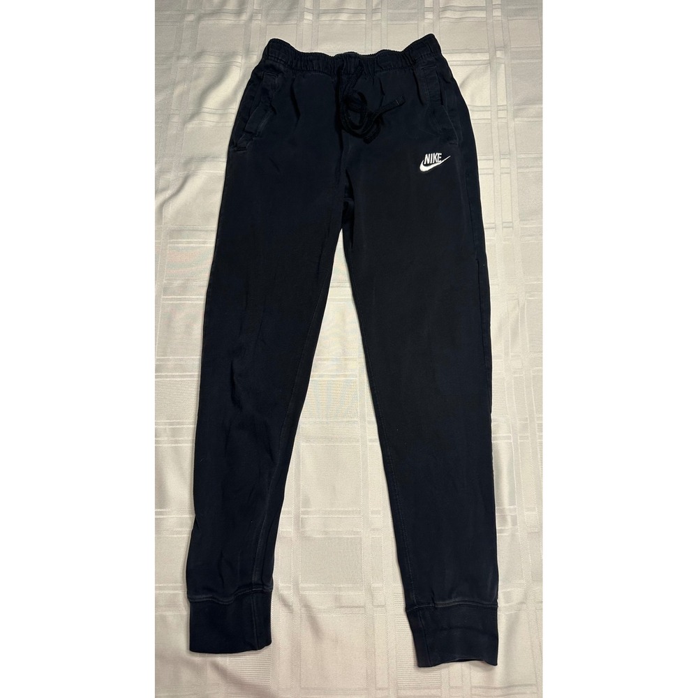 Nike Joggers Women XS Black Sportswear Cotton Sweatpants Cuffed Athletic Pockets
